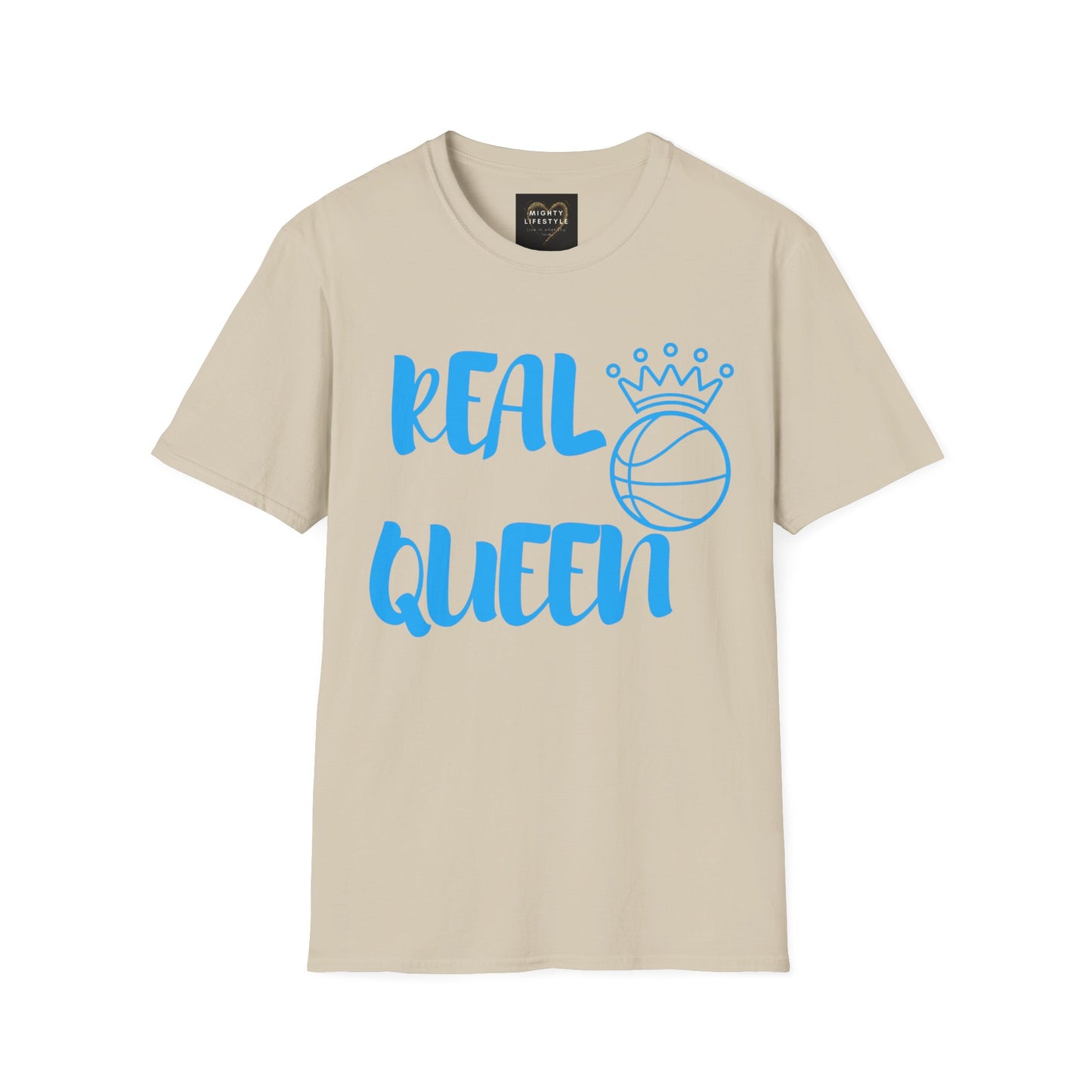 Real Queen  Blue Font | Basketball Shirt | Sports Shirt | Baller Shirt | Mighty Lifestyle |  Softstyle T-Shirt