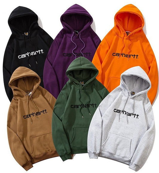 Trendy Hoodie Classic Chest Letter Embroidered Hooded Plush Sweater Autumn and Winter Couple Casual Shirt Classic Plush Pullover Hoodie for Men & Women – Relaxed Fit Streetwear Sweatshirt