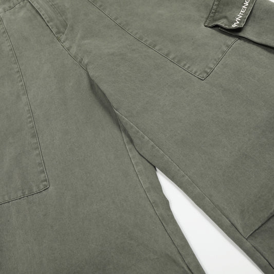 Street Style Washed Tapered Cargo Pocket Denim Long Pants