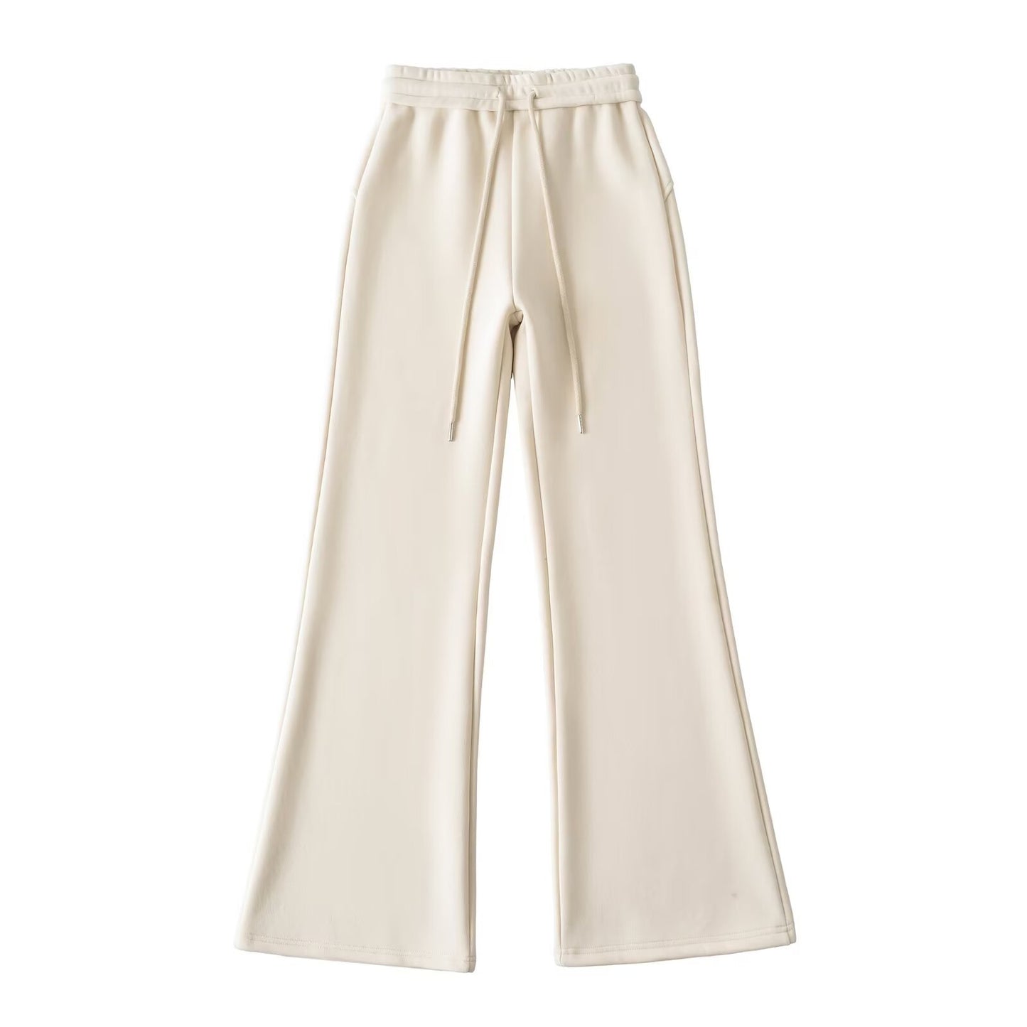 Wide Leg Sporty Warm-Up Pants for Women – Drawstring Elastic Waist Plush Pre-Game Basketball Pants | Commuter Style Flared Lounge Sweatpants