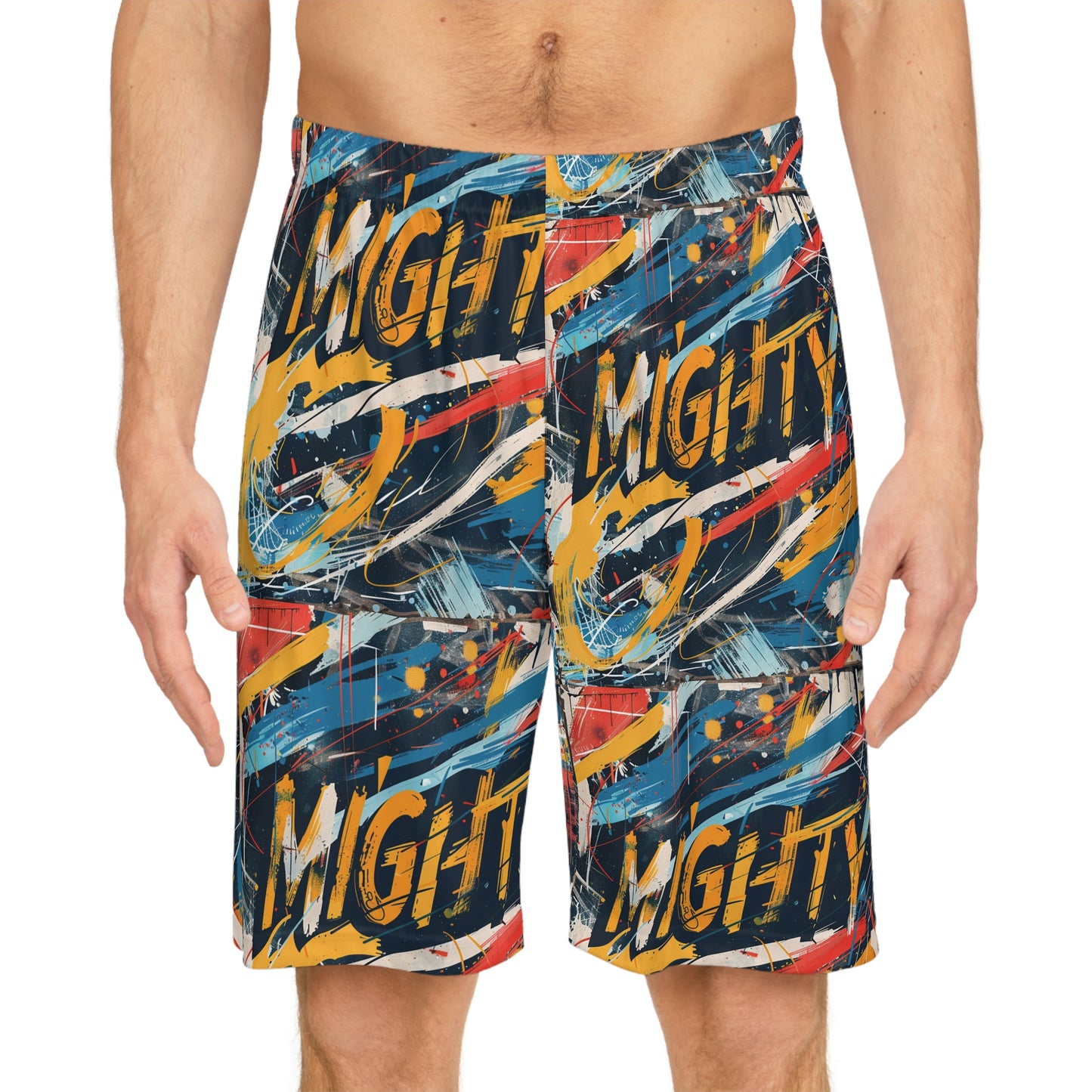 Mighty Graffiti Basketball Shorts — Bold Long Athletic Shorts, Sports Shorts, Gym Shorts