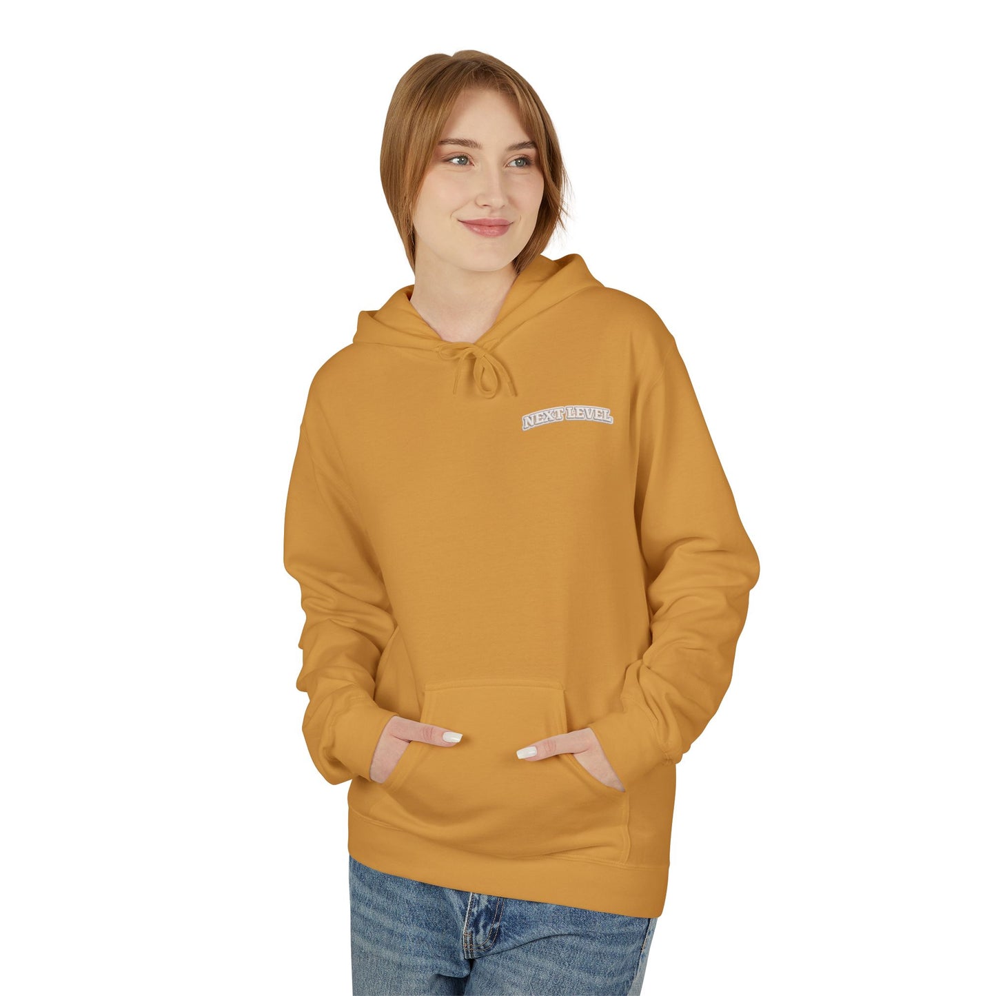 Majestic Vertical Text Hoodie — Minimal White Graphic Pullover Christian Hoodie Godly Hoodie Sports Hoodie Mighty Lifestyle Hoodie