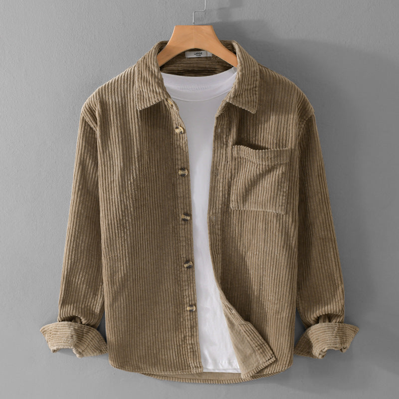 Trendy Men’s Corduroy Jacket Autumn and winter men's corduroy long sleeved shirt, simple, casual, trendy, retro, handsome men's shirt