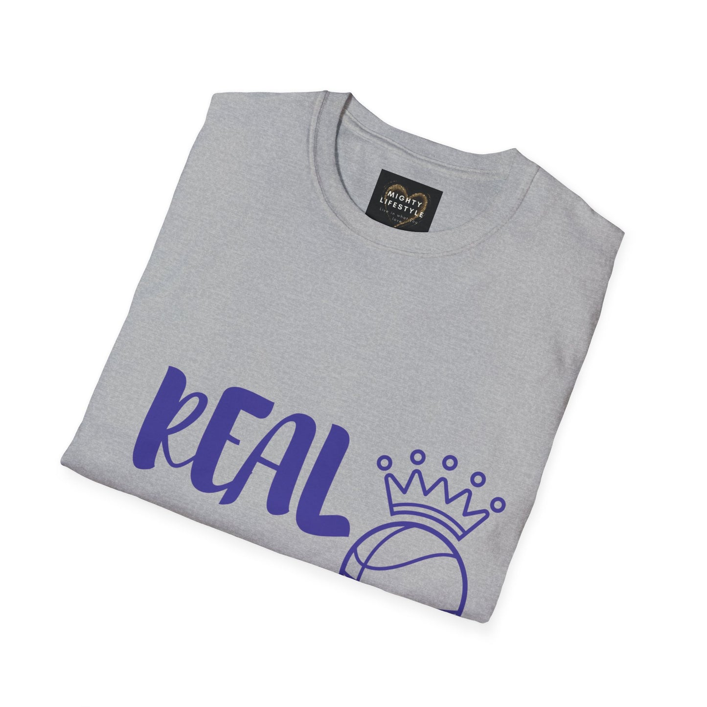 Real Queen Purple Font  | Basketball Shirt | Sports Shirt | Baller Shirt | Mighty Lifestyle |  Softstyle T-Shirt