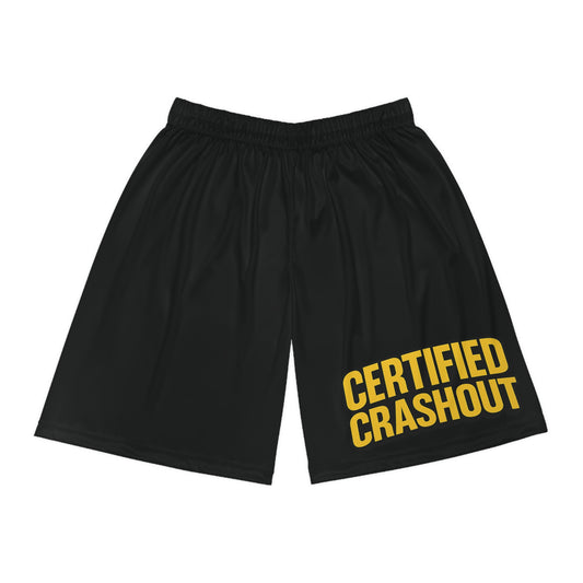 Certified Crashout Gold Ape King Basketball Shorts — Mighty Lifestyle Gym Shorts for Teens & Adults