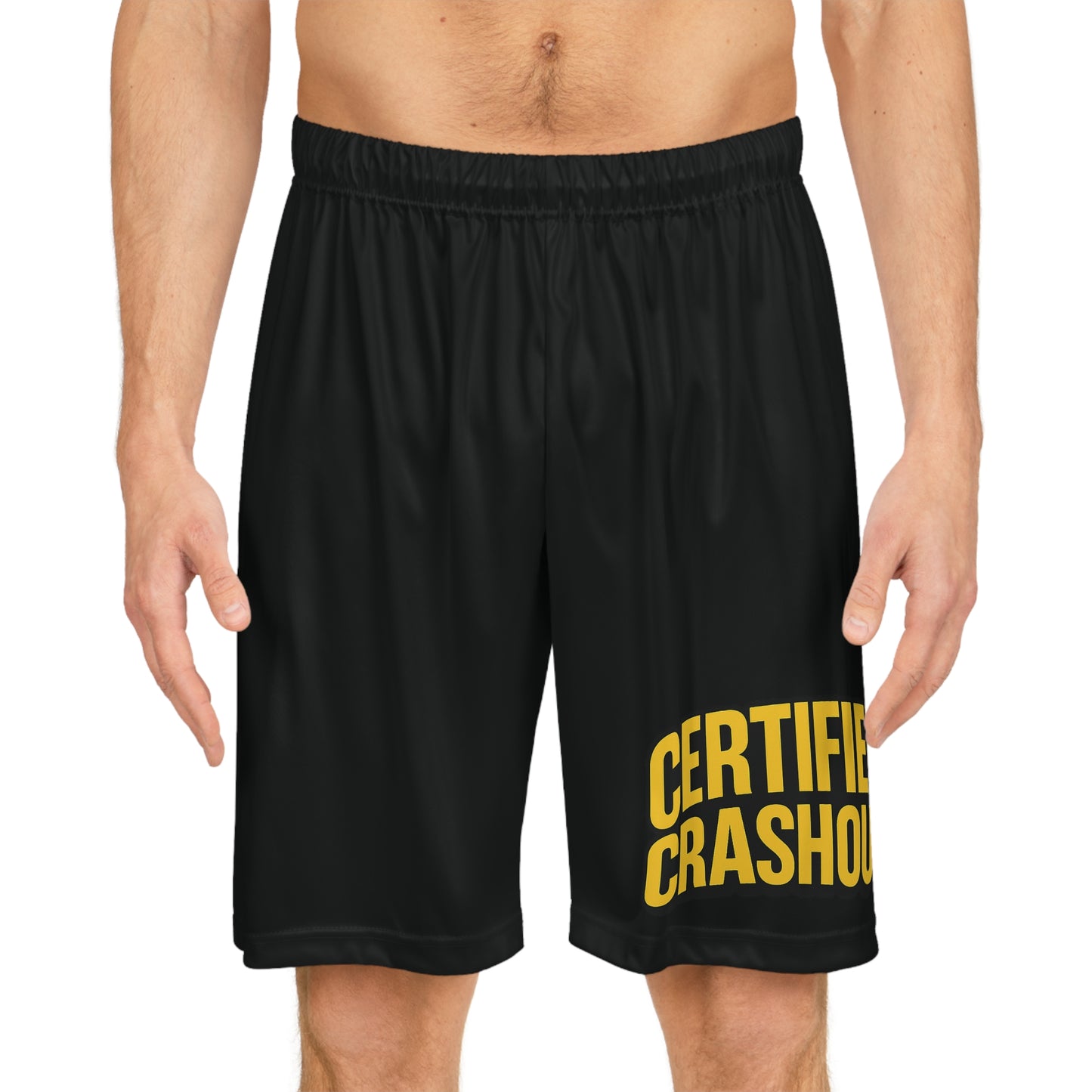 Certified Crashout Gold Ape King Basketball Shorts — Mighty Lifestyle Gym Shorts for Teens & Adults