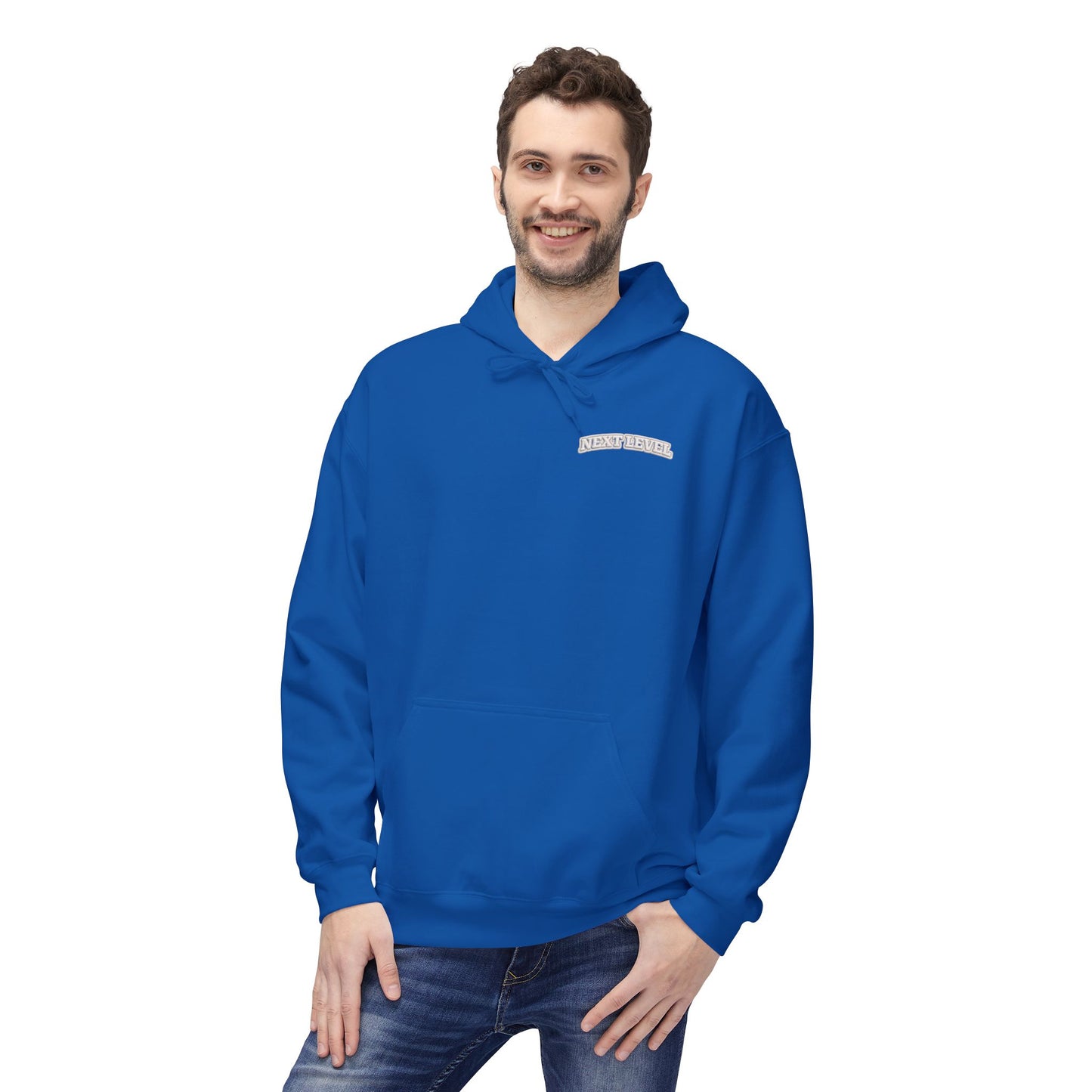 Majestic Vertical Text Hoodie — Minimal White Graphic Pullover Christian Hoodie Godly Hoodie Sports Hoodie Mighty Lifestyle Hoodie
