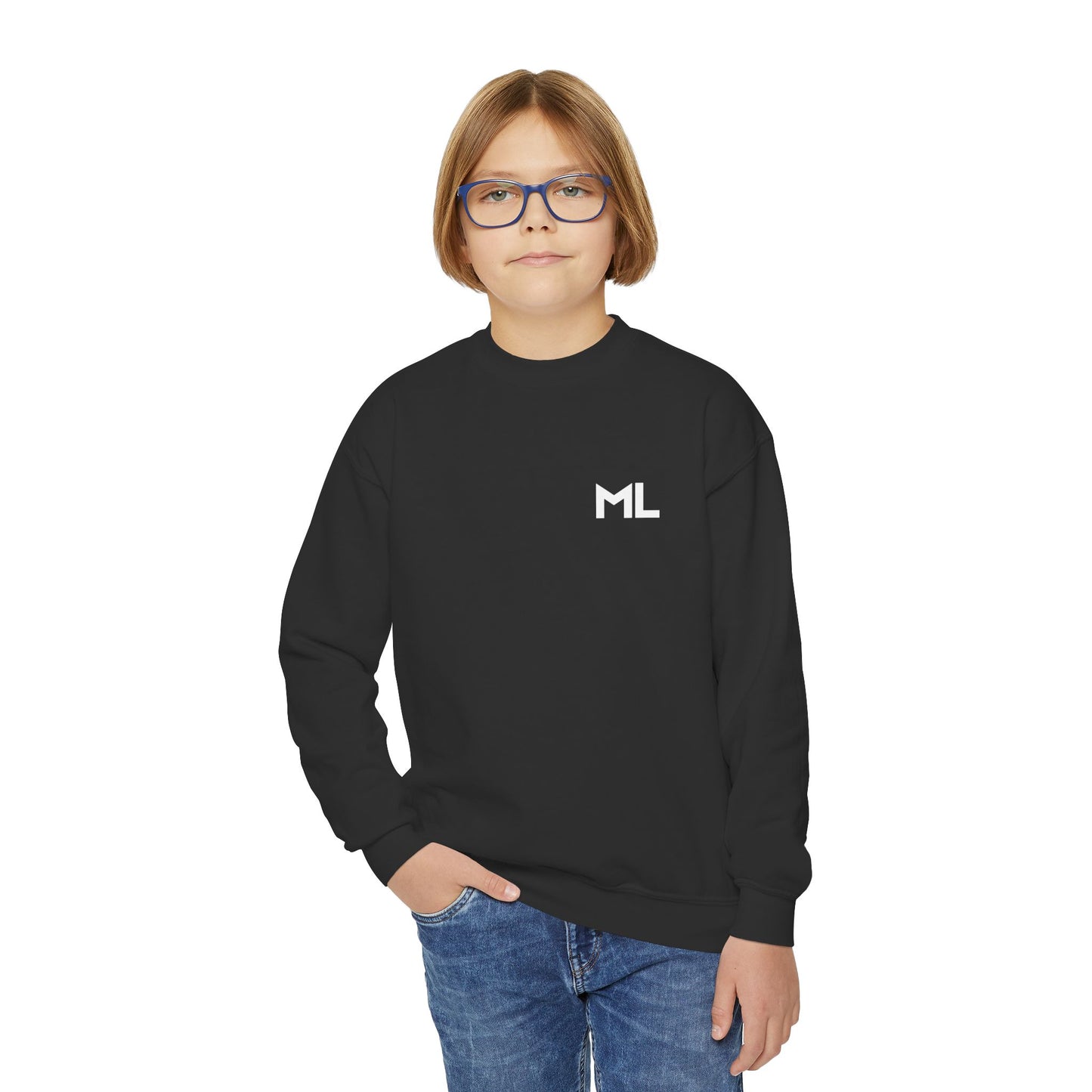 Youth Crewneck Sweatshirt in Black | Trendy Graphic Pullover | Cozy Casual Wear | Perfect Gift for Teens | Everyday Style