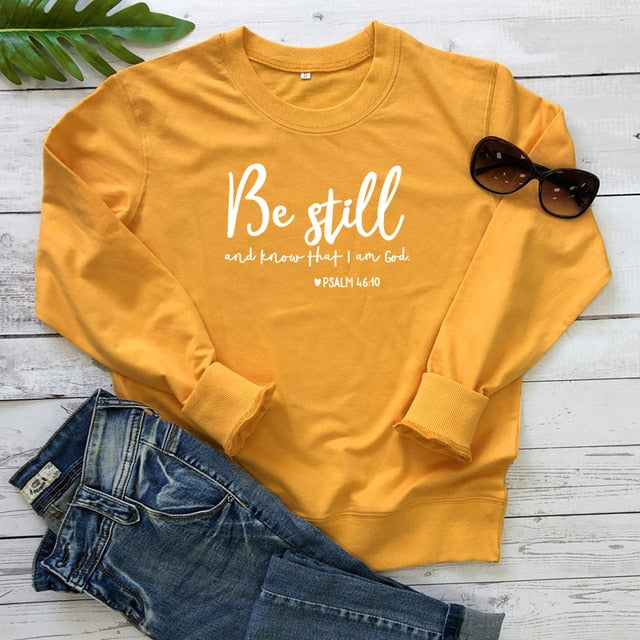 Be Still and Know Sweatshirt – Psalm 46:10 Christian Pullover | Women’s Faith Hoodie | Religious Comfort Crewneck | Spiritual Gift Be Still And Know That I Am God Pslam 46:10 Sweatshirts Women Religious Christian Hoodies Vintage Jesus Faith