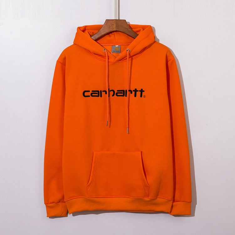 Trendy Hoodie Classic Chest Letter Embroidered Hooded Plush Sweater Autumn and Winter Couple Casual Shirt Classic Plush Pullover Hoodie for Men & Women – Relaxed Fit Streetwear Sweatshirt