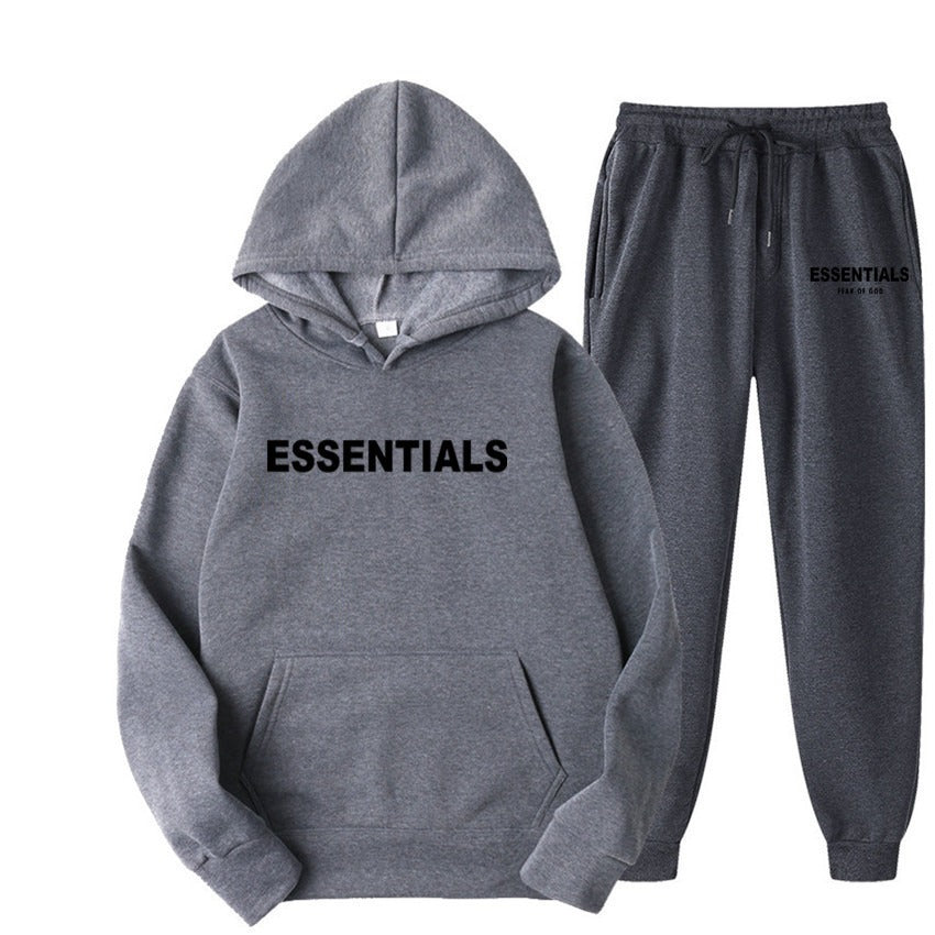 TikTok Viral Essentials-Style Hoodie Set – Oversized Streetwear Sweatsuit for Men & Women | High-Quality Pullover + Sweatpants Tracksuit ESSENTIALS couple suit sweatshirt men and women double line high street fashion brand autumn and winter two-piece suit