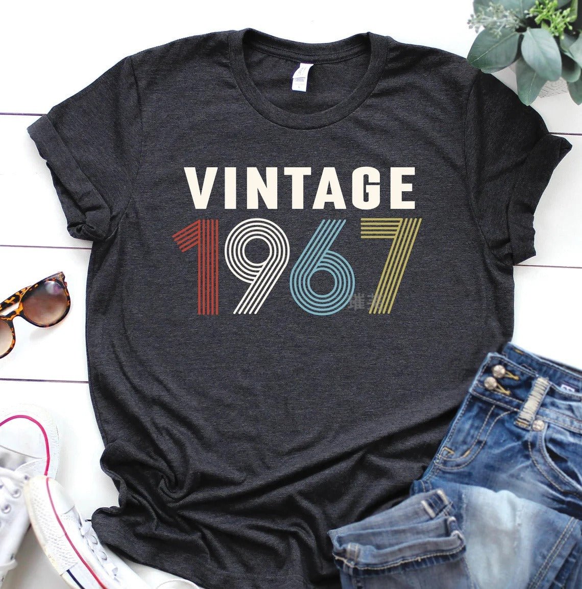 1960s Shirt | Short sleeved T-shirt with digital printed pattern, birthday gift, congratulatory letters for men and women - Mighty Lifestyle