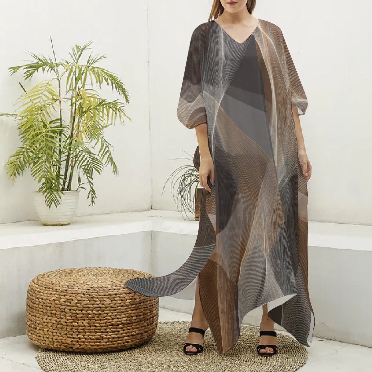 The Auntie Breeze Luxury Moo Moo Dress for Women – Flowing Muumuu Kaftan Maxi Lounge Dress, Silk-Feel House Dress, Iconic Gift for Women of Color, S–4XL