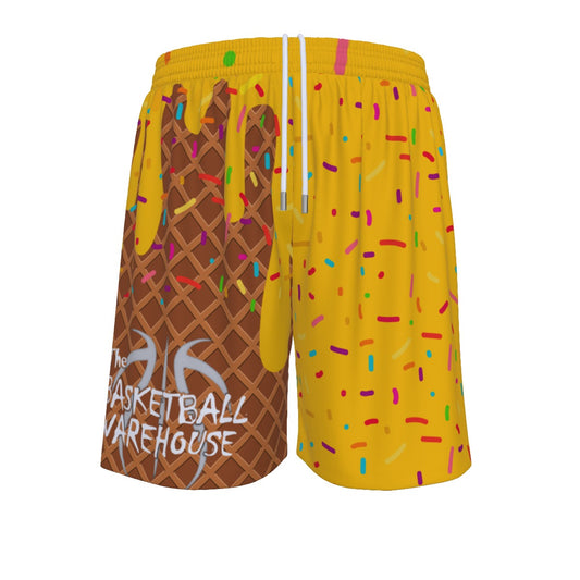 Custom Basketball Warehouse Honey Gold ice Cream Drip  Men's Basketball Shorts