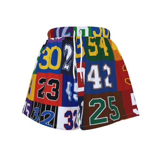 Jersey Numbers Basketball Shorts for Women and Teens | Basketball Hall of Fame Sports Shorts for Women