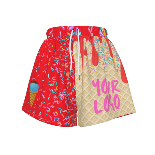 Custom Cherry Ice Cream Drip Basketball Shorts – Personalized Men’s Mesh Athletic Shorts | Add Your Logo or Nickname | Red Sports Shorts for Teams, Gym, and Streetwear