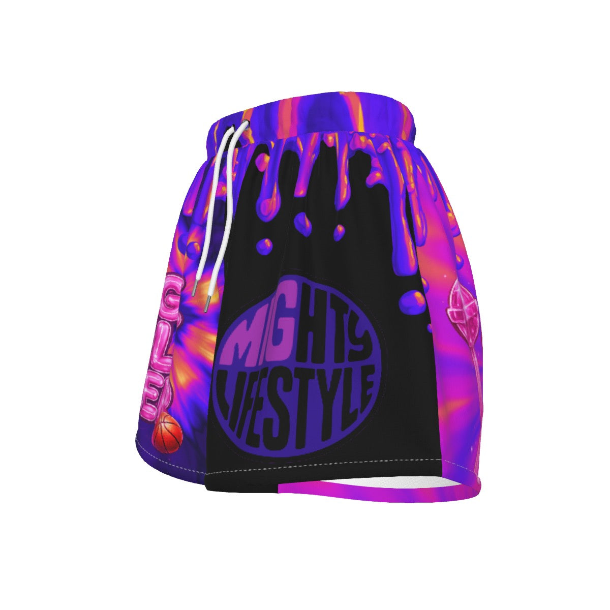 Drippy Black Mighty Lifestyle Savage Girl Baller Basketball Shorts – Women & Teen Athletic Hoop Shorts | Street Basketball & Gym Fit