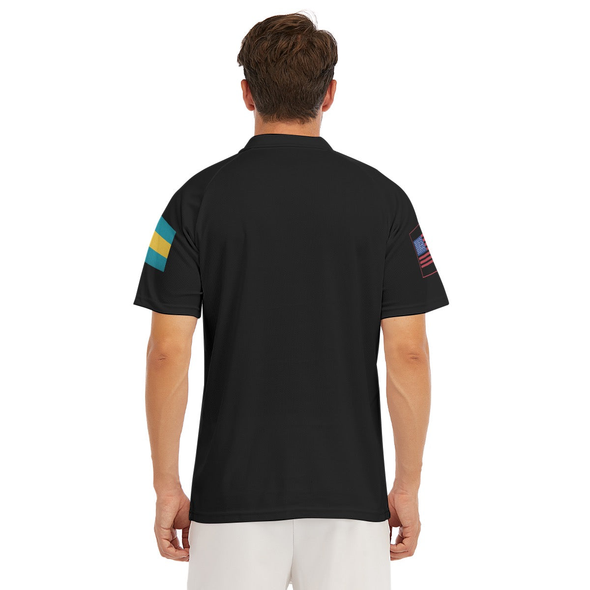 ML US Flag Bahamian Flag  Men's Short Sleeve Polo Shirt With Button Closure
