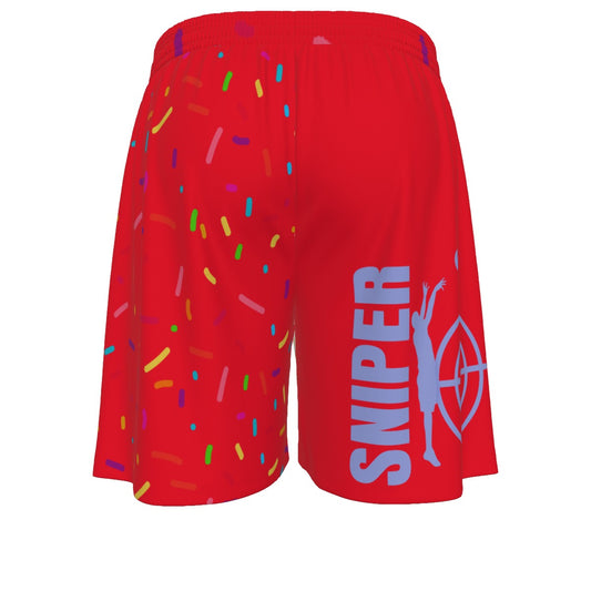 Custom Ice Cream Drip Basketball Shorts – Personalized Men’s Mesh Athletic Shorts | Add Your Logo or Nickname | Trendy Red Sports Shorts for Teams and Streetwear Fans
