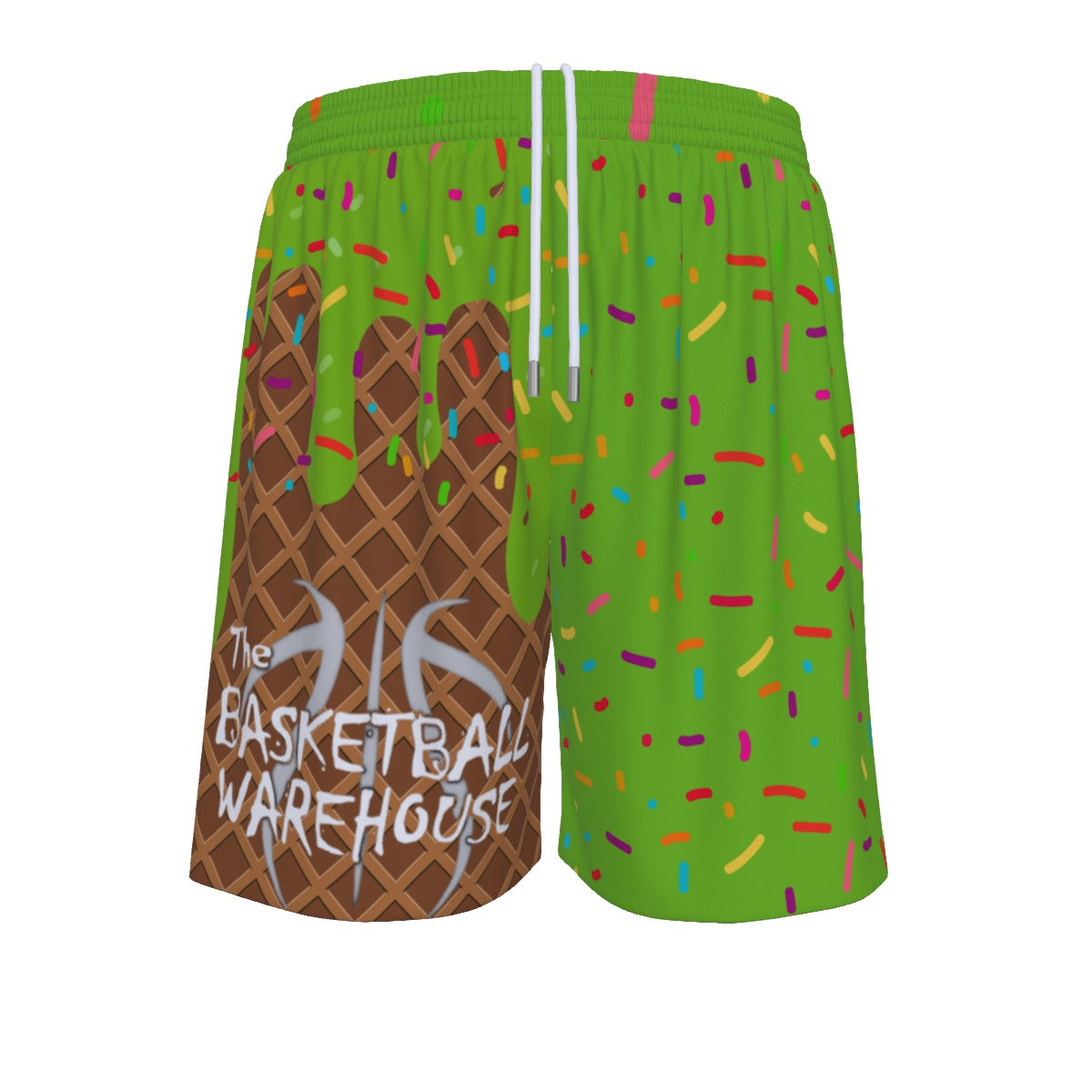 Custom Basketball Warehouse Key Lime Ice Cream Drip Men's Mesh Basketball Shorts