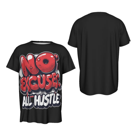 No Excuses All Hustle Motivational Sports Shirt Short Sleeve T-Shirt | Motivational Workout Shirt