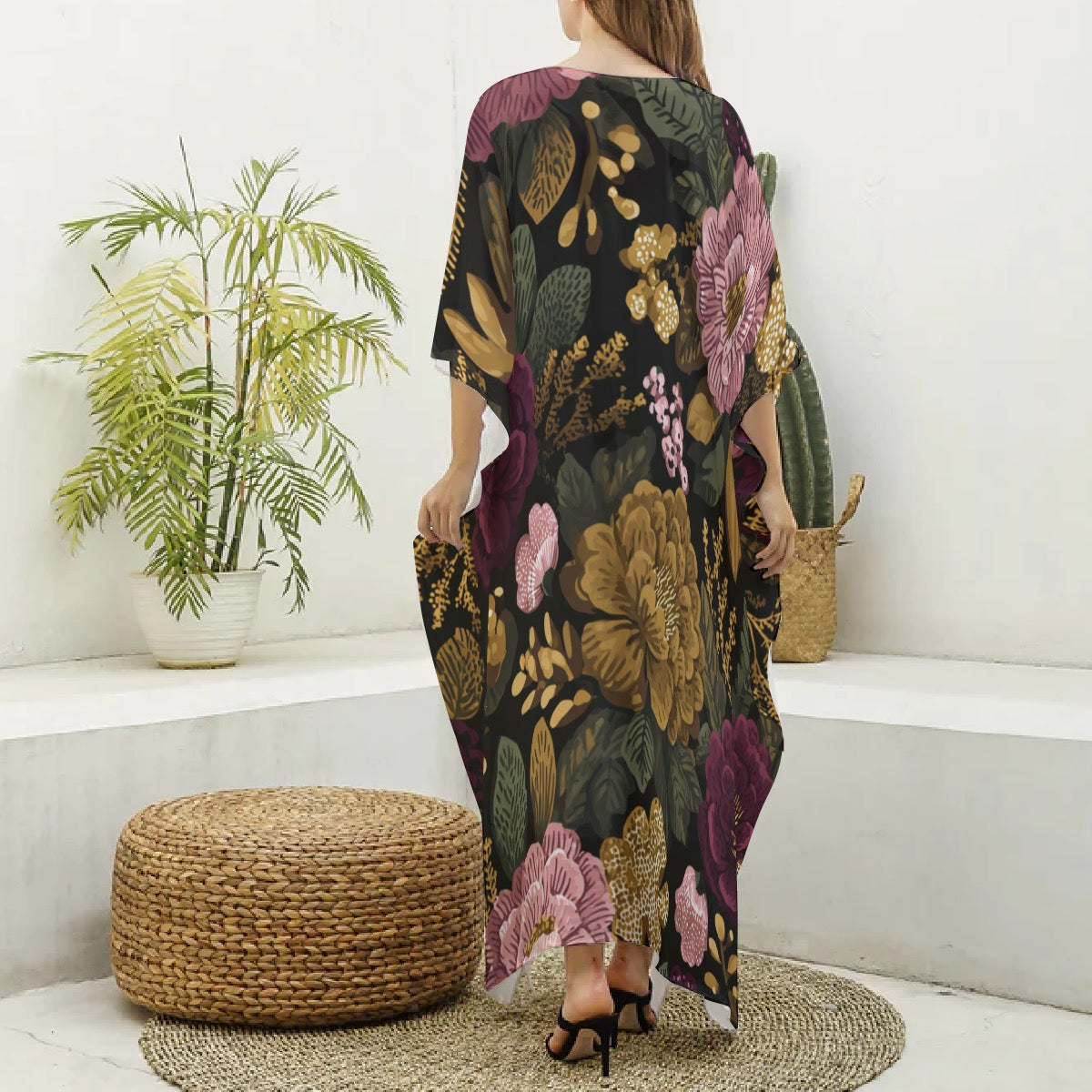 Obsidian Garden Moo Moo Kaftan Dress – Women’s Luxury Flow Lounge MuuMuu Dress for Effortless Comfort & Soft Seduction