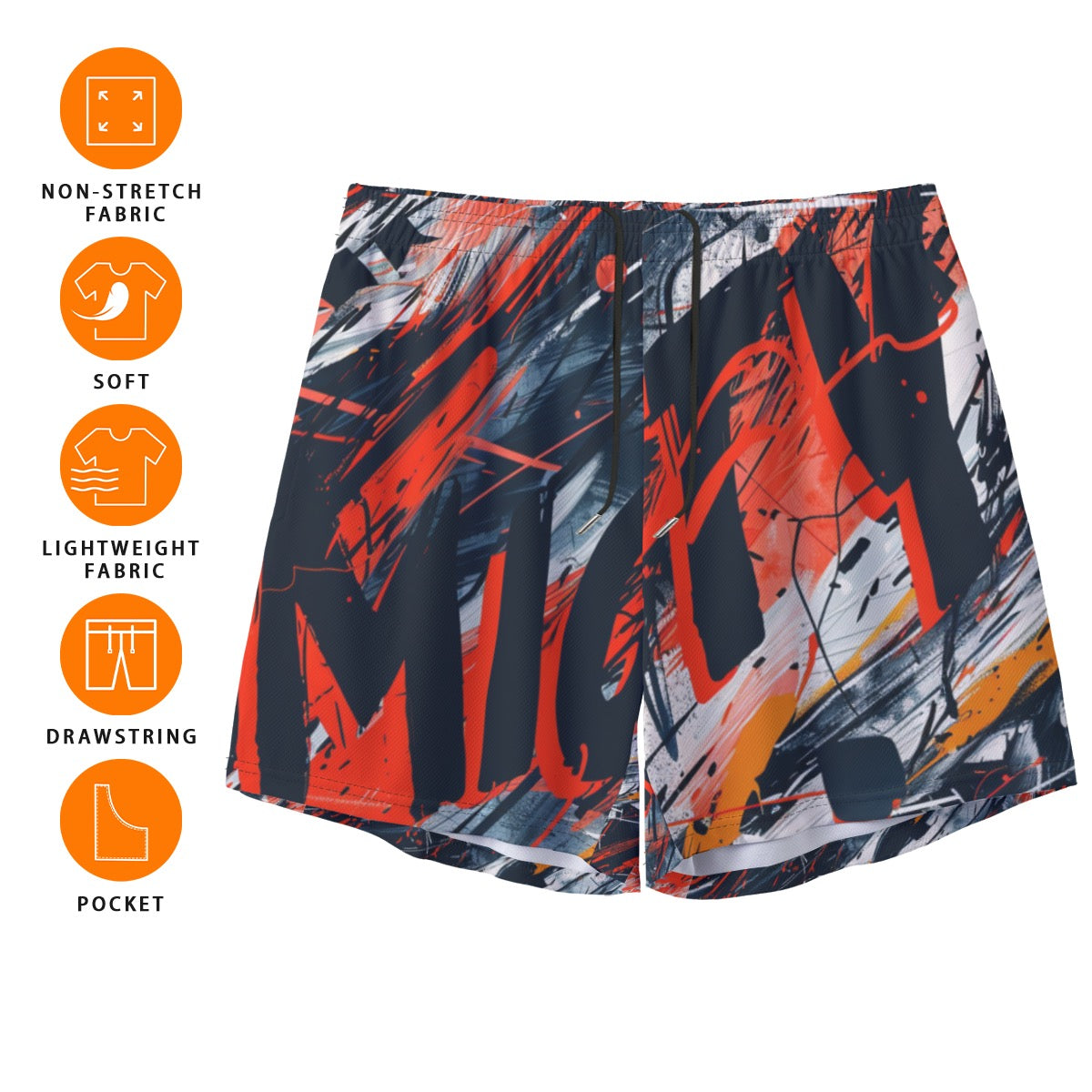 Mighty Abstract Print Basketball Shorts with Pockets – Breathable Gym & Training Shorts, Unisex Athletic Streetwear