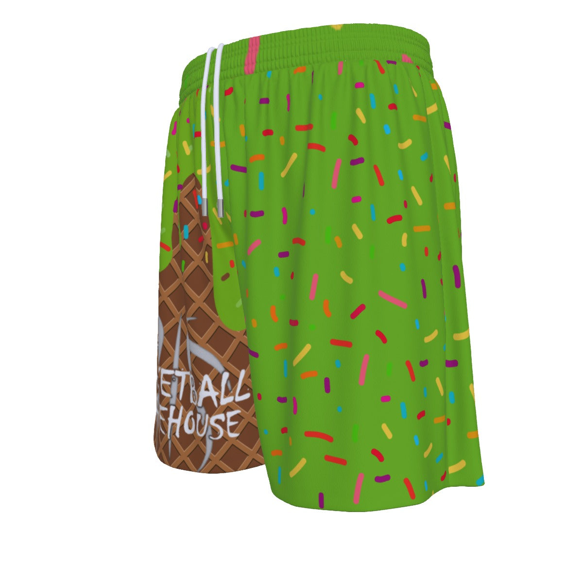 Custom Basketball Warehouse Key Lime Ice Cream Drip Men's Mesh Basketball Shorts