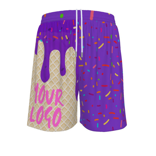Grape YOUR LOGO Ice Cream Drip Men's Mesh Basketball Shorts