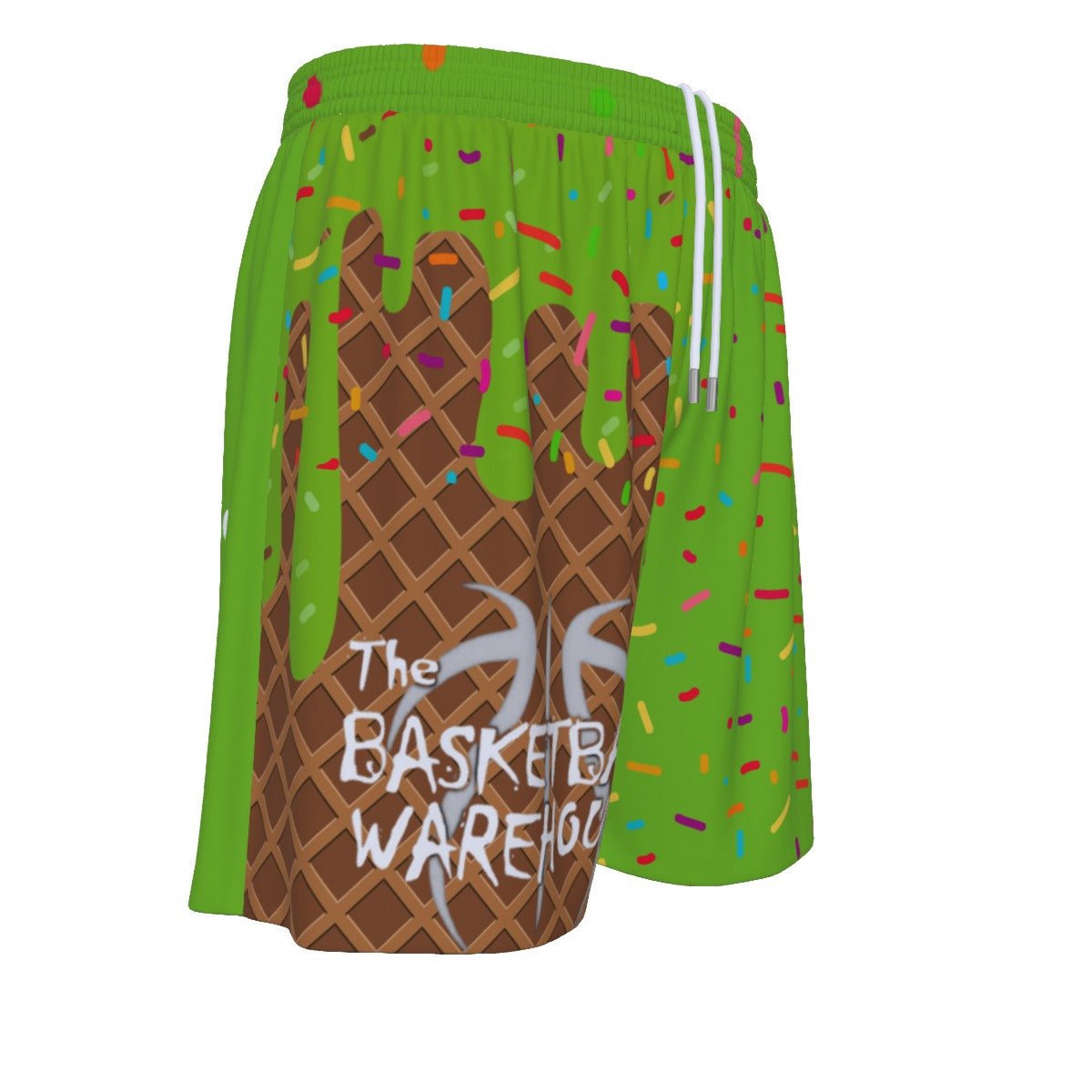 Custom Basketball Warehouse Key Lime Ice Cream Drip Men's Mesh Basketball Shorts