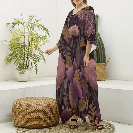 Midnight Orchid Moo Moo Kaftan Dress – Women’s Luxury Flow Lounge Dress for Effortless Comfort & Soft Seduction