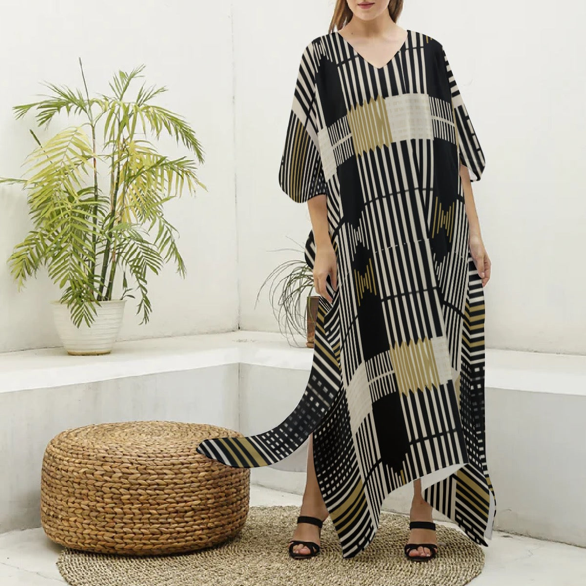 Amani Lineage Muumuu Abaya – Women’s Luxury Moo Moo Kaftan Dress, Silky V-Neck Lounge & Beach Maxi Muu Muu