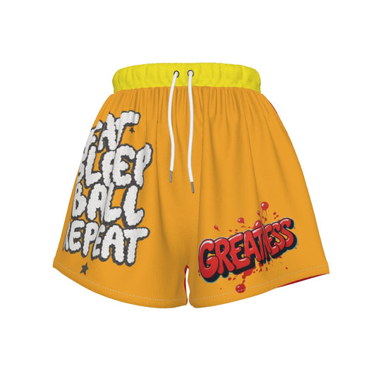 Eat Sleep Ball Repeat Greatness No excuses All Hustle Built Not Born Women's Sports Shorts