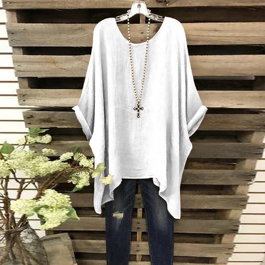 Gemma White Minimalist Women's Bat Sleeve Shirt