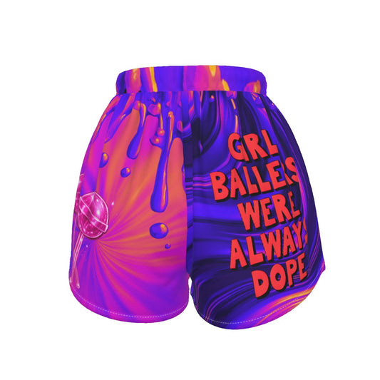 Drippy Black Mighty Lifestyle Savage Girl Baller Basketball Shorts – Women & Teen Athletic Hoop Shorts | Street Basketball & Gym Fit