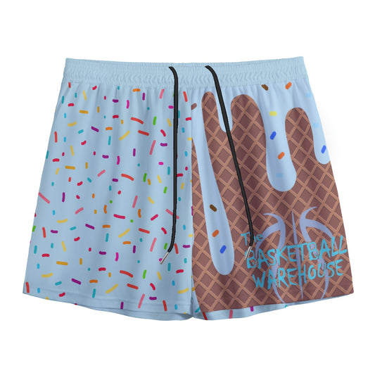 Custom Basketball Warehouse Sky Blueberry Ice Cream Drip Men's Mesh Basketball Shorts