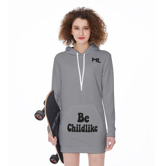 ML Faith Based Be Childlike Pray More God is Real Yeshua is Real Women's Long Hoodie