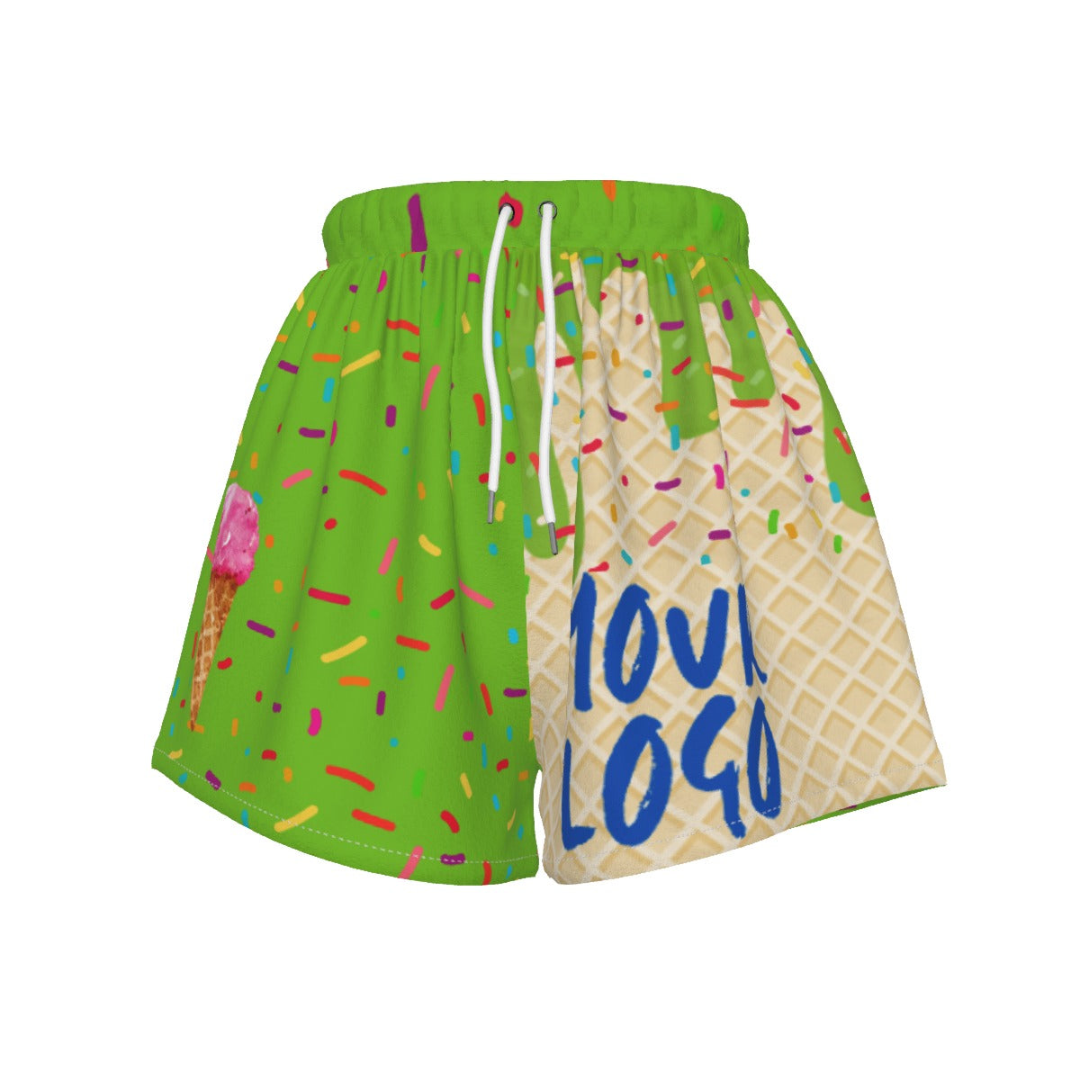 Custom Your Logo Key Lime Green Ice Cream Drip Sports Shorts