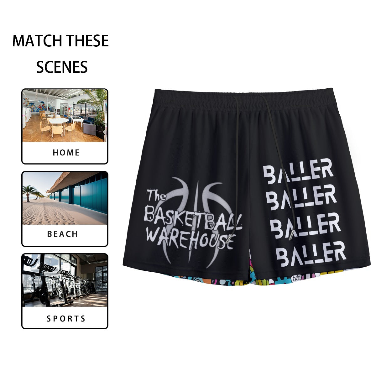 BW MyZoo Baller Men's Mesh Shorts | BW MyZoo Baller Men’s Mesh Shorts – Breathable Sports & Athletic Shorts for Men