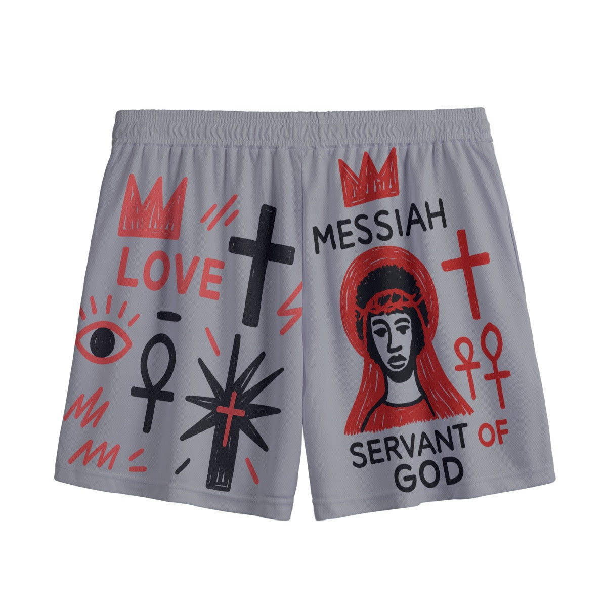 Lion Of Judah Faith Based Chosen Messiah Servant of God Shorts Christian Sports Shorts Streetwear  Men's Mesh Shorts Basketball Shorts
