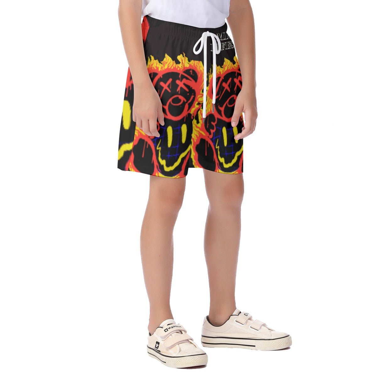 Youth Fiery Bear Shorts; Fiery Bear Basketball Shorts; Fiery Bear Sports Shorts; Kids Beach Shorts