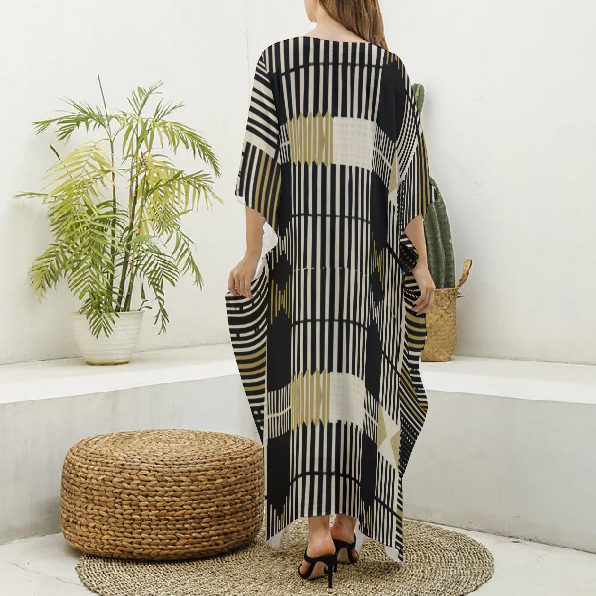 Amani Lineage Muumuu Abaya – Women’s Luxury Moo Moo Kaftan Dress, Silky V-Neck Lounge & Beach Maxi Muu Muu