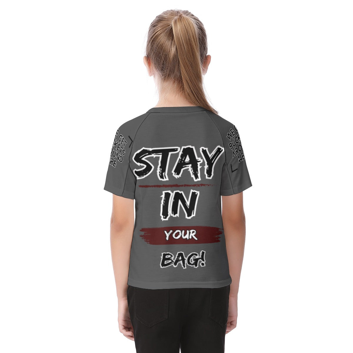 Stay In Your Bag Youth Basketball Shirt Kid's Raglan Sleeve T-shirt Mighty Lifestyle Basketball