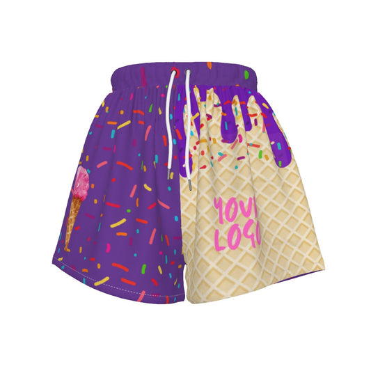 Custom Grape Ice Cream Drip Basketball Shorts for Teens & Women – Personalized Mesh Athletic Shorts | Add Your Logo or Nickname | Purple Sports Shorts for Basketball, Gym, and Streetwear