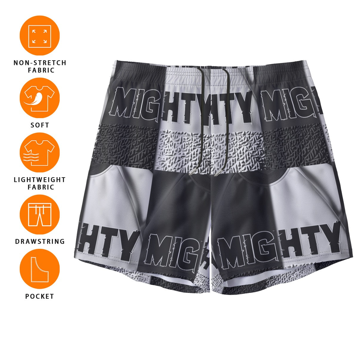 Black & White Mighty Basketball Shorts for Adults and Youth – Lightweight Athletic Gym Shorts with Pockets for Training, Hoops & Streetwear