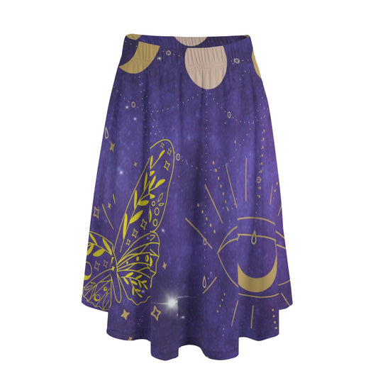 Astrological Stars Moon Women's Long Maxi Skirt With Pockets