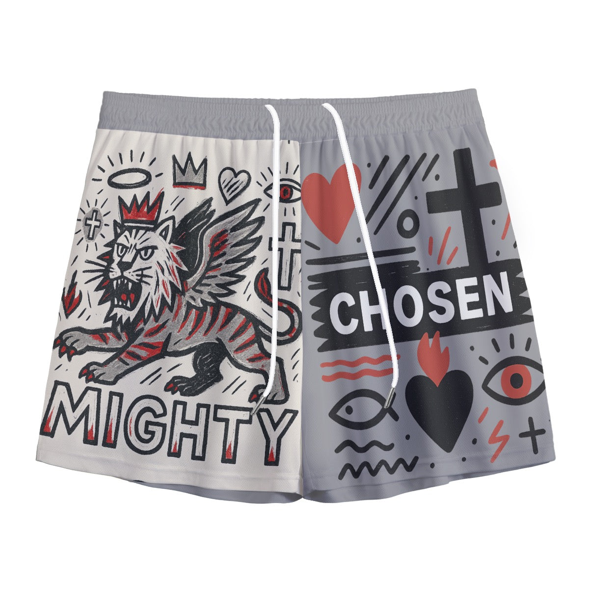 Lion Of Judah Faith Based Chosen Messiah Servant of God Shorts Christian Sports Shorts Streetwear  Men's Mesh Shorts Basketball Shorts