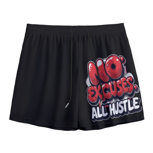 No Excuses All Hustle Men's Mesh Shorts | No Excuses All Hustle Mesh Shorts – Motivational Men’s Athletic Shorts for Basketball, Rugby, Lacrosse, Tennis & Gym Training