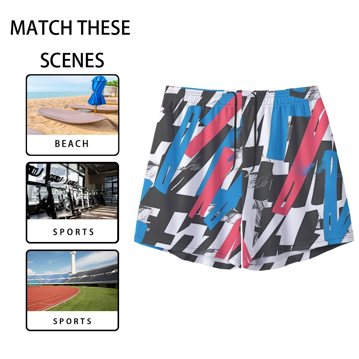 Abstract Mighty Lifestyle Basketball Gym Shorts Pocket Shorts