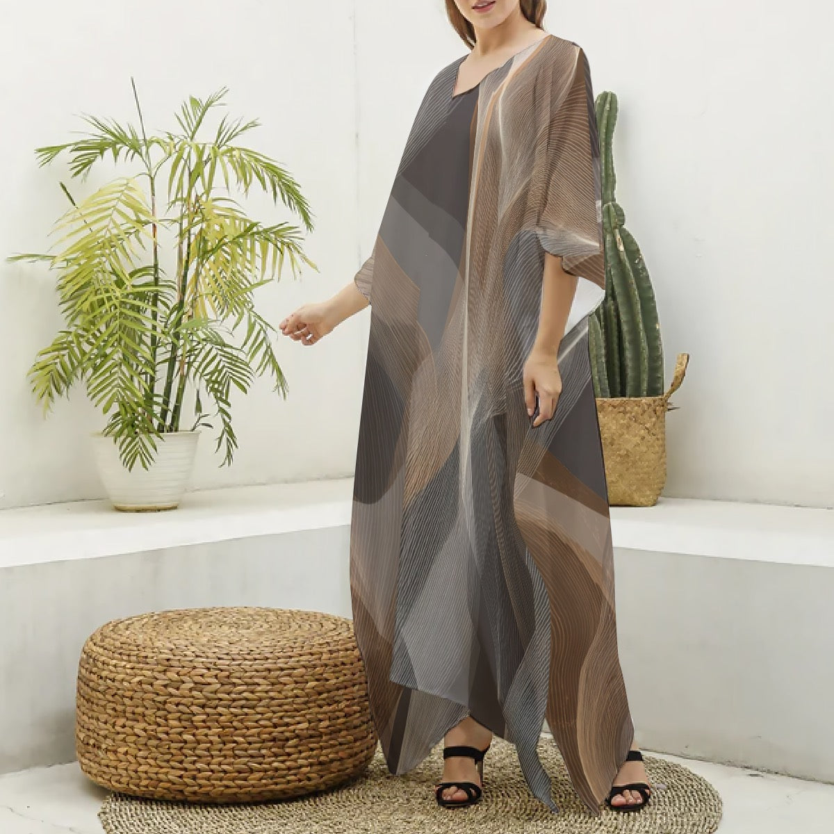 The Auntie Breeze Luxury Moo Moo Dress for Women – Flowing Muumuu Kaftan Maxi Lounge Dress, Silk-Feel House Dress, Iconic Gift for Women of Color, S–4XL